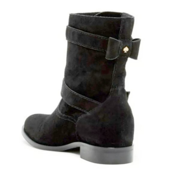 Kate Spade Sabina Black Suede Buckle & Bow Boots - Picture 2 of 14